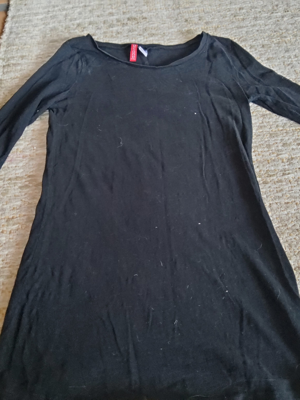 H&M Black Quarter-Sleeve Scoop Neck Top/mini Dress
